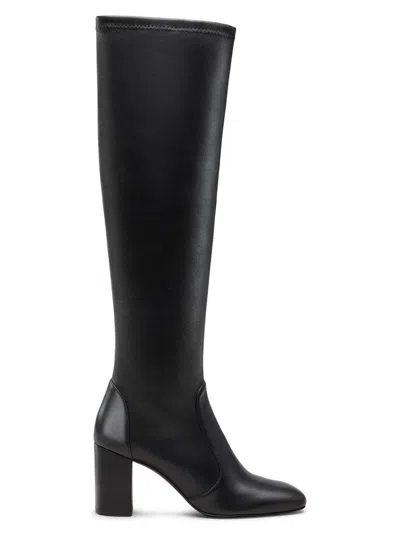 Stuart Weitzman 75mm Lucie Leather Knee-high Boots In Black