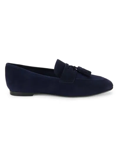 Stuart Weitzman Women's Lyon Suede Tassel Loafers In Blue