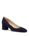 Stuart Weitzman Maeve Suede Block-heel Pumps In Nice Blue