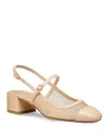 Stuart Weitzman Maeve Mesh And Leather Mary Jane Slingback Pumps In Beige/barely Beige