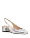 Stuart Weitzman Women's Milla Block Heel Slingback Pumps In Silver