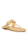 Stuart Weitzman Floral Braided Open Toe Flat Sandals In Natural