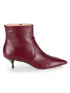 Stuart Weitzman Women's Mara Leather Kitten Ankle Boots In Dark Red