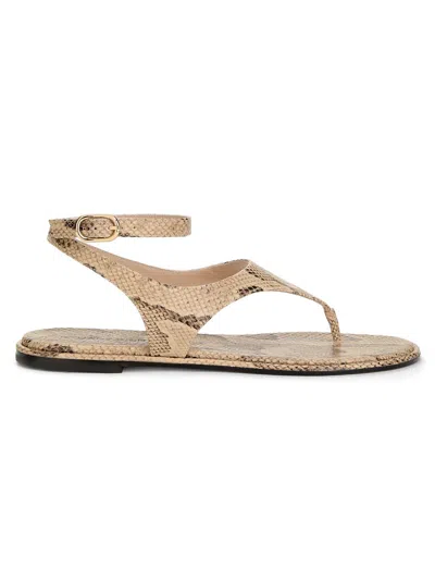 Stuart Weitzman Marley Snake-embossed Leather Flat Thong Sandals In Animal Print
