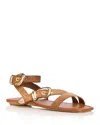Stuart Weitzman Maven Suede Buckle Flat Sandals