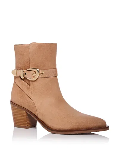 Stuart Weitzman Maven Suede Buckle Western Booties In Multi