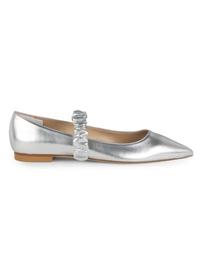 Stuart Weitzman Women's Maxine Metallic Leather Ballet Flats In Silver