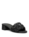 Stuart Weitzman Meadow Leather Flower Sandals In Black