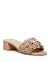 Stuart Weitzman Meadow Flower Leather Slides In Fawn