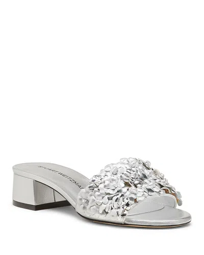 Stuart Weitzman Women's Meadow 35 Slide Sandals In Silver