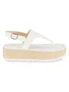 Stuart Weitzman Mel Leather Espadrille Flatform Sandal In White