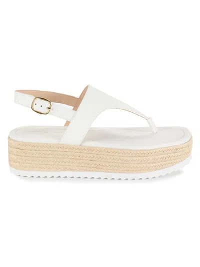 Stuart Weitzman Women's Mel Leather Espadrille Flatform Sandals In White