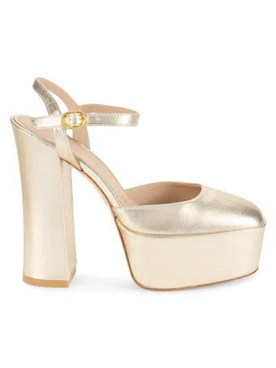 Stuart Weitzman Women's Metallic Leather Platform Pumps In Gold