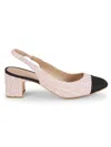 Stuart Weitzman Women's Milla 64mm Tweed Slingback Pumps In Rosewater Black