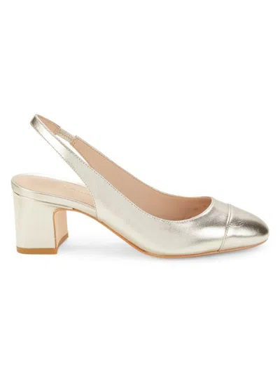 Stuart Weitzman Women's Milla Block Heel Slingback Pumps In Gold