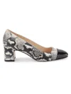 Stuart Weitzman Women's Milla Snake Embossed Leather Pumps In Natural Black
