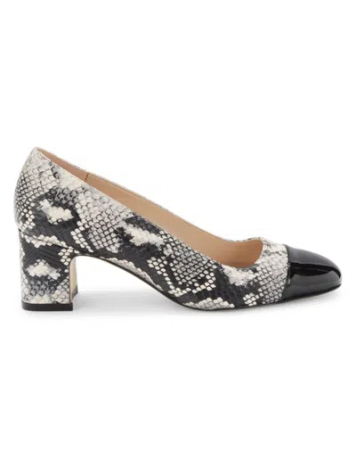 Stuart Weitzman Women's Milla Snake Embossed Leather Pumps In Natural Black