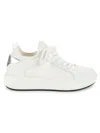 Stuart Weitzman 5050 Tech & Leather Sneakers In White Silver