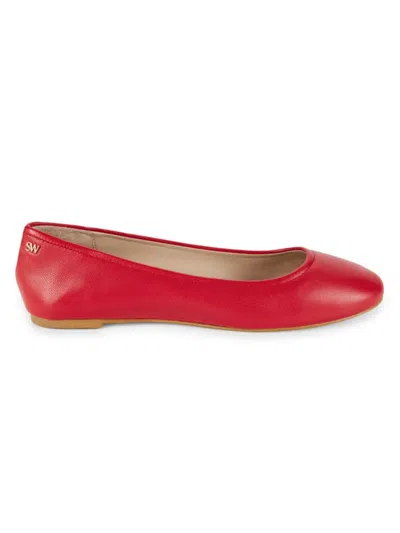 Stuart Weitzman Women's Nadine Leather Flats In Lipstick Red