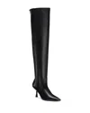 Stuart Weitzman Leather Knee High Pointed Toe Boots In Black