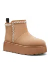 Stuart Weitzman Nellie Pearly Suede Flatform Winter Booties In New Camel