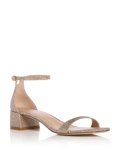 Stuart Weitzman Nudist Metallic Ankle-strap Sandals In Poudre