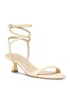 Stuart Weitzman Nudist Metallic Leather Stiletto Wrap Sandals In Lemon