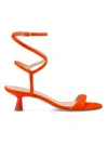 Stuart Weitzman Nudist Suede Ankle-strap Kitten Sandals In Orange