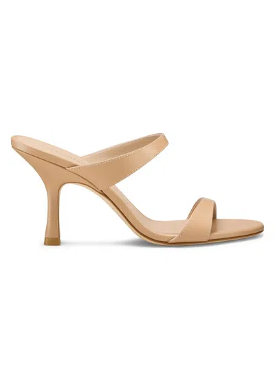 Stuart Weitzman Nudist Patent Leather Dual-strap Sandals In Neutral