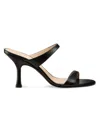 Stuart Weitzman Nudist Patent Leather Dual-strap Sandals In Black