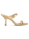 Stuart Weitzman Nudist Metallic Leather Slide Sandals In Gold