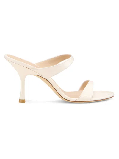 Stuart Weitzman 85mm Nudist Patent Leather Dual-strap Sandals In Neutral