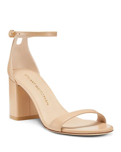 Stuart Weitzman Nearlynude Patent-leather Sandals In Adobe Analine