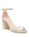 Stuart Weitzman Nudistcurve Glitter Ankle-strap Sandals In Poudre