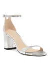 Stuart Weitzman Nearly Nude Metallic Snake-effect Leather Sandals In Silver