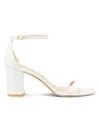 Stuart Weitzman Women's Nudist Block 75mm Metallic Leather Sandals In White