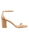 Stuart Weitzman Women's Nudist Block 75mm Patent Leather Sandals In Brown