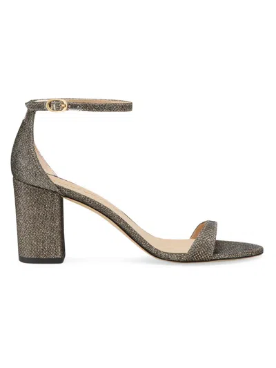 Stuart Weitzman 75mm Nudist Metallic Ankle-strap Sandals In Gray