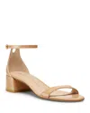 Stuart Weitzman Nudist Block 35 Ankle Strap Sandal In Adobe