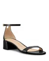 Stuart Weitzman Nudist Patent Ankle-strap Sandals In Black