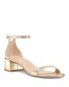 Stuart Weitzman Nudist Metallic Ankle-strap Sandals In Light Gold