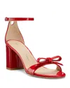 Stuart Weitzman Nudist Felicity Patent Leather Ankle-strap Sandals In Cherry