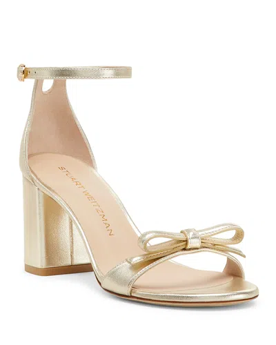 Stuart Weitzman Women's Nudist Felicity 75 Block Sandals In Platino