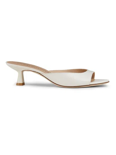 Stuart Weitzman Women's Nudist Finesse 50mm Leather Kitten-heel Sandals In White