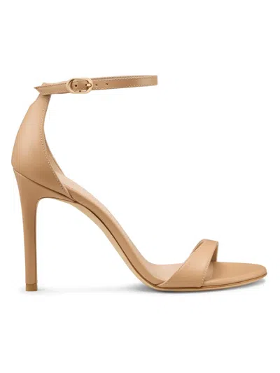 Stuart Weitzman 100mm Nudist Ii Leather Ankle-strap Sandals In Brown