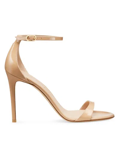 Stuart Weitzman Women's Nudist Ii 100mm Patent Leather Sandals In Neutral