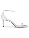 Stuart Weitzman Silver Ankle Strap Heels In Silver