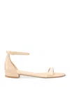 Stuart Weitzman Nudist Leather Ankle-strap Sandals In Barely Beige