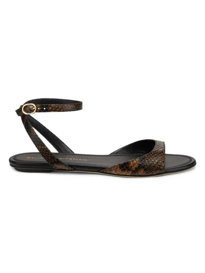 Stuart Weitzman Women's Nudist Snakeskin-embossed Leather Sandals In Brown