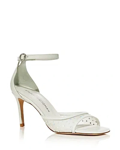 Stuart Weitzman Women's Nudista 75 Ankle Strap High Heel Sandals In White/frosted White/cream